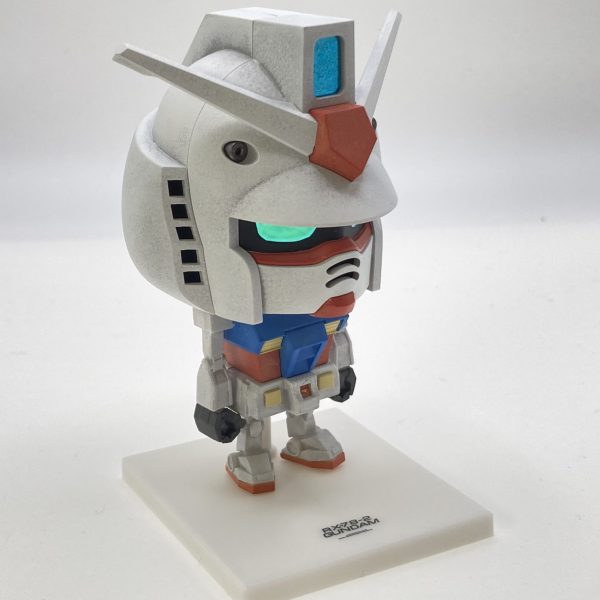  smart9月号付録の「1/1 ガンプラくん」です筆塗りでちゃっちゃと製作のはずが…気がつけばサフを吹き、せなすけさんが紹介されていた「化粧パフでスタンピング塗装」をやってみようと思いついたりして割と時間がかかってしまいましたwさて今回使われているLIMEXという素材、割と難のあるプラでして、モロいので白化はもちろん、傷がつきやすいのでクリップで固定しようものなら歯型のように跡がつくので、「割れるんじゃねーか？」と、いつまでも使っていられません塗料ノリも良い気がしないので、ヤスリかサフで足つけしないと綺麗に定着しません(このへんは自身のテクニック不足なのでしょう)とはいえベアブリックの様に無数に塗装パターンが出来そうなので、何体か造りたくはなりますね(1,000円すんだよなー)（1枚目）