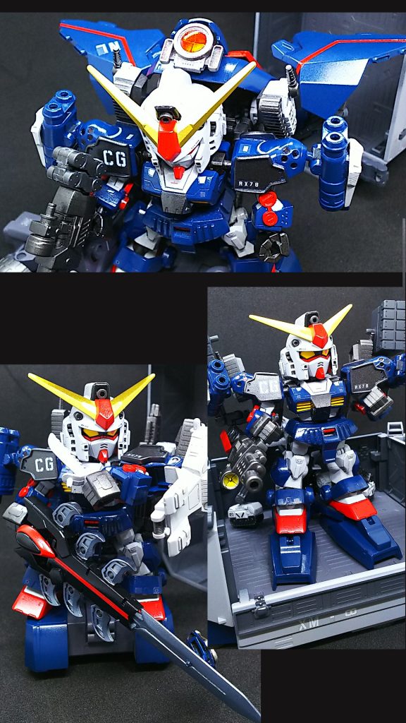 ここからは換装バリエーションです!上からエールキャプテン、ランチャーキャプテン、ソードキャプテンとなります。ストライクガンダムをモチーフとさせて頂きました。キャプテンの足裏には3ミリのポリキャップを仕込んでいるので追加の下駄を接続したり、トレーラーとの合体ジョイントとして使うことが出来ます。