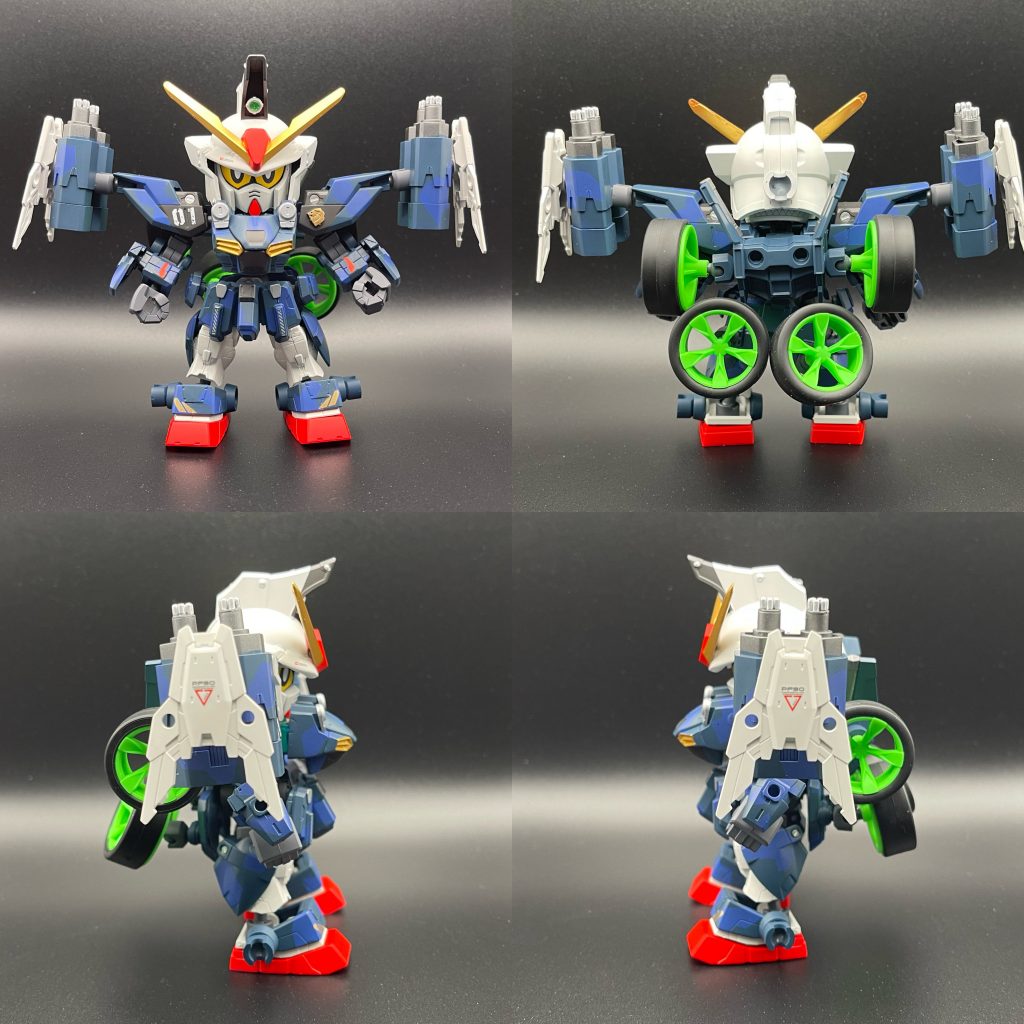 まずは4面からSDCSの横浜ガンダムをベースに旧HGのジェミナス01のキットを使用し、作成しています（あと、ミニ四駆のサイクロンマグナム）初代キャプテンガンダムのシルエットやカラーリングを意識しています