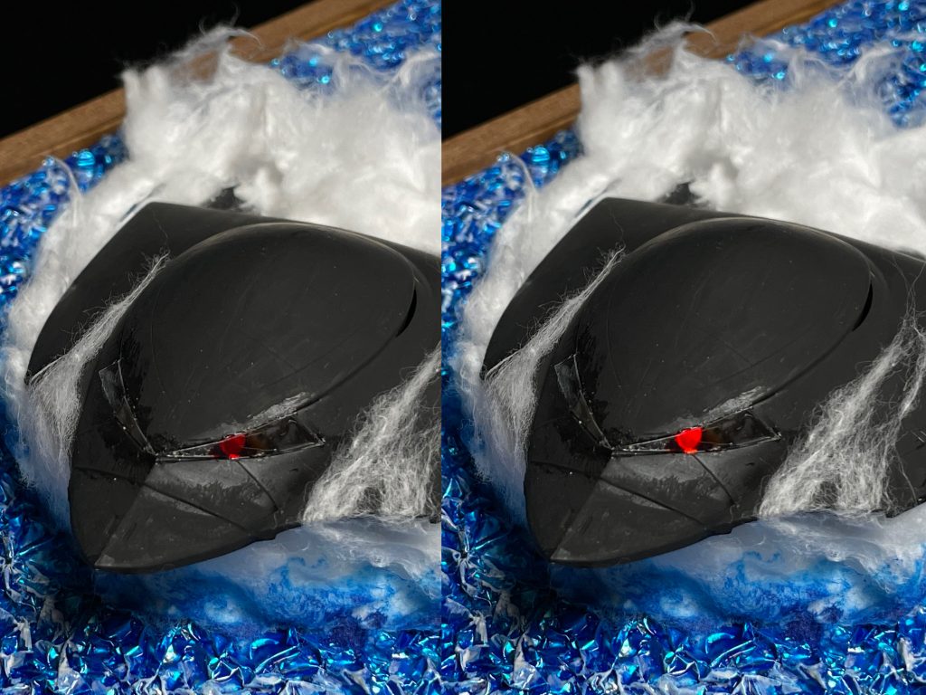 100均のLEDを使ってモノアイ発光させてます.