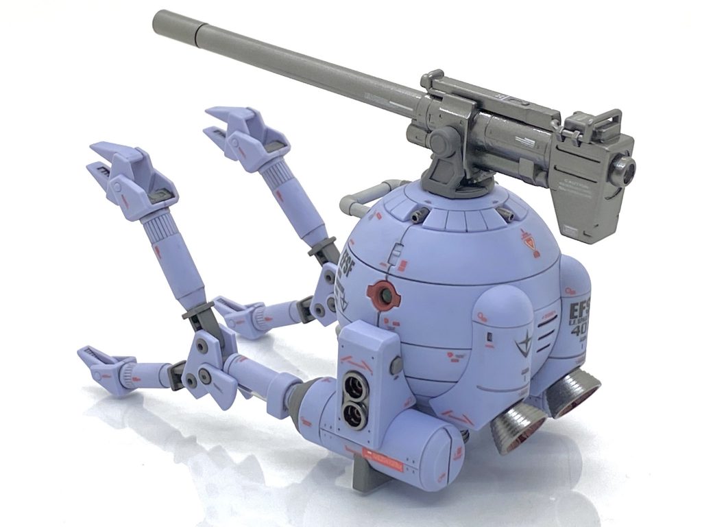 塗装箇所とカラーレシピ低反動キャノン砲、バーニア外部→(ガイア)フレームメタリック(1)各部凹部グレー→(クレオス)ニュートラルグレーバンパー→(ガイア)ニュートラルグレーⅡバーニア内部→(タミヤ)エナメル・クリアーレッド