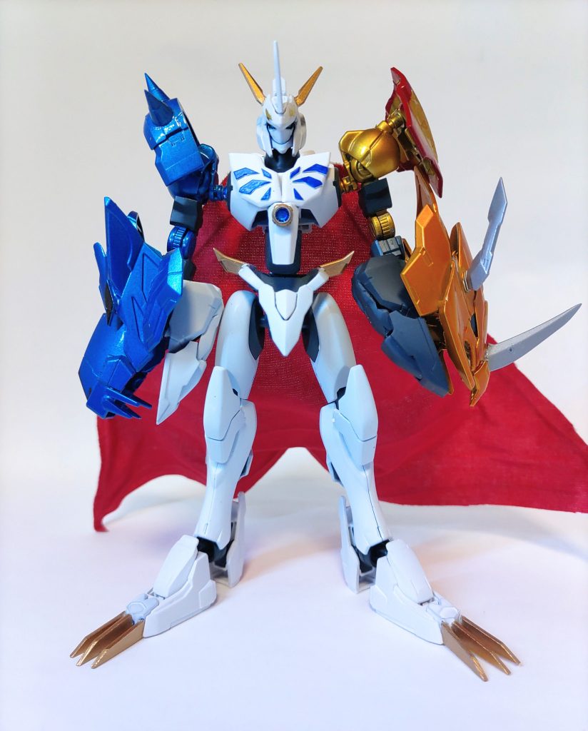 正直、ガルルヘッドはあんま納得行ってないのですが他に妙案もなく…グレイヘッドはお気に入りですがちょっとアレンジ強めというかX抗体寄りのデザインになってしまいました。オメガモンといえば媒体ごとにデザインが違うのは有名ですが、正直、作りやすさ重視したのであんま気にしてないです（