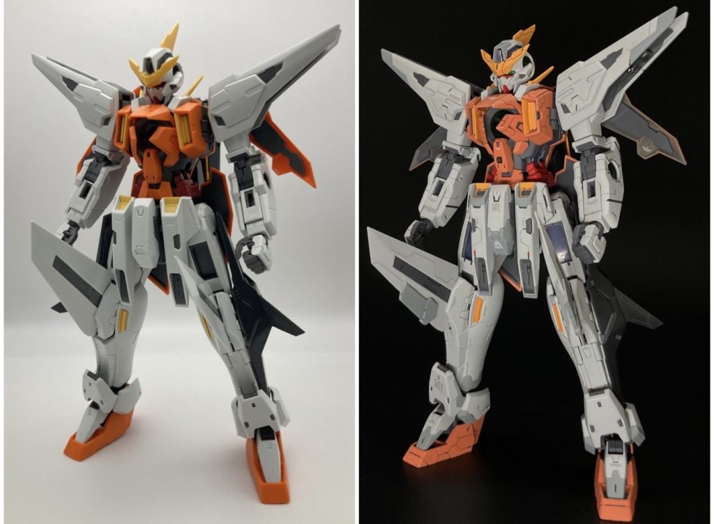 はじめに仮組みと完成後のビフォーアフターです。左側が仮組み、右側が完成後になります。