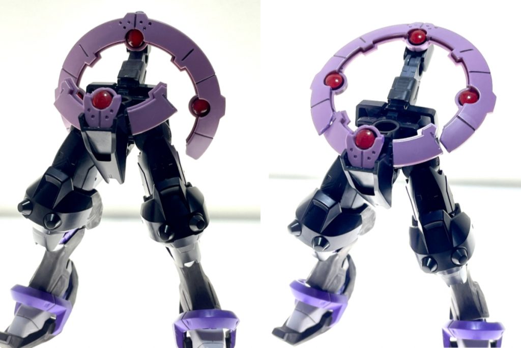 ガンダムウヴァル専用装備「アトラクトサーキット」。・モビルアーマーを誘引する特殊電波の発信機。腰アーマーと背部ユニットが配置をそろえることで円環を成し機能する。・頭部の湾曲したツノ・足首の円環も同様の発信機で、エイハブリアクターの磁場と垂直に交差する方向で配置する事により強力な誘引電波を発生させることができる。・「人の生活感」「人間の呼吸音や体温」「都市部独特の電磁波」に酷似した波形の電波を放出してMAを自らに誘引するための装置であり、ガンダムウヴァルの目的は「囮」になることで都市部からMAを引き離して一個小隊のガンダムと共にこれを殲滅する事にある。