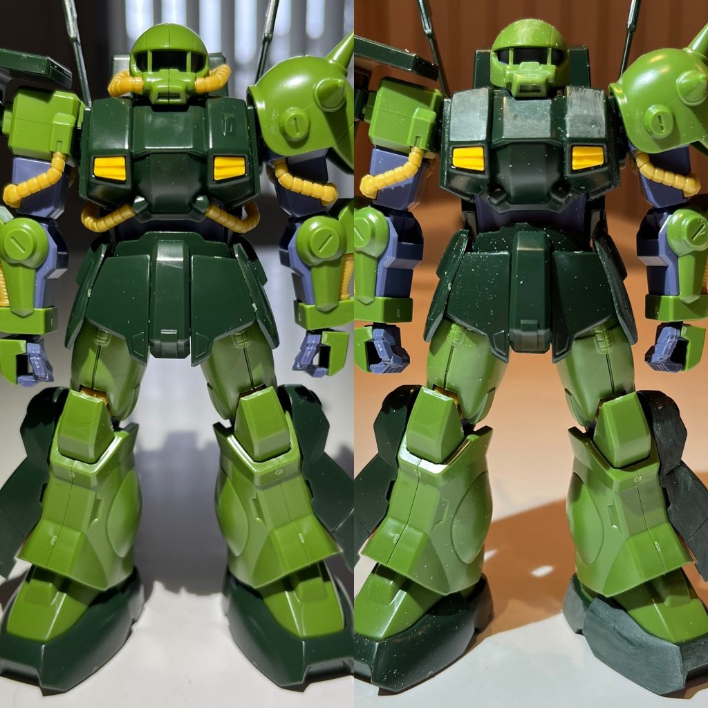 股関節下げと、胴体&前アーマー延長。