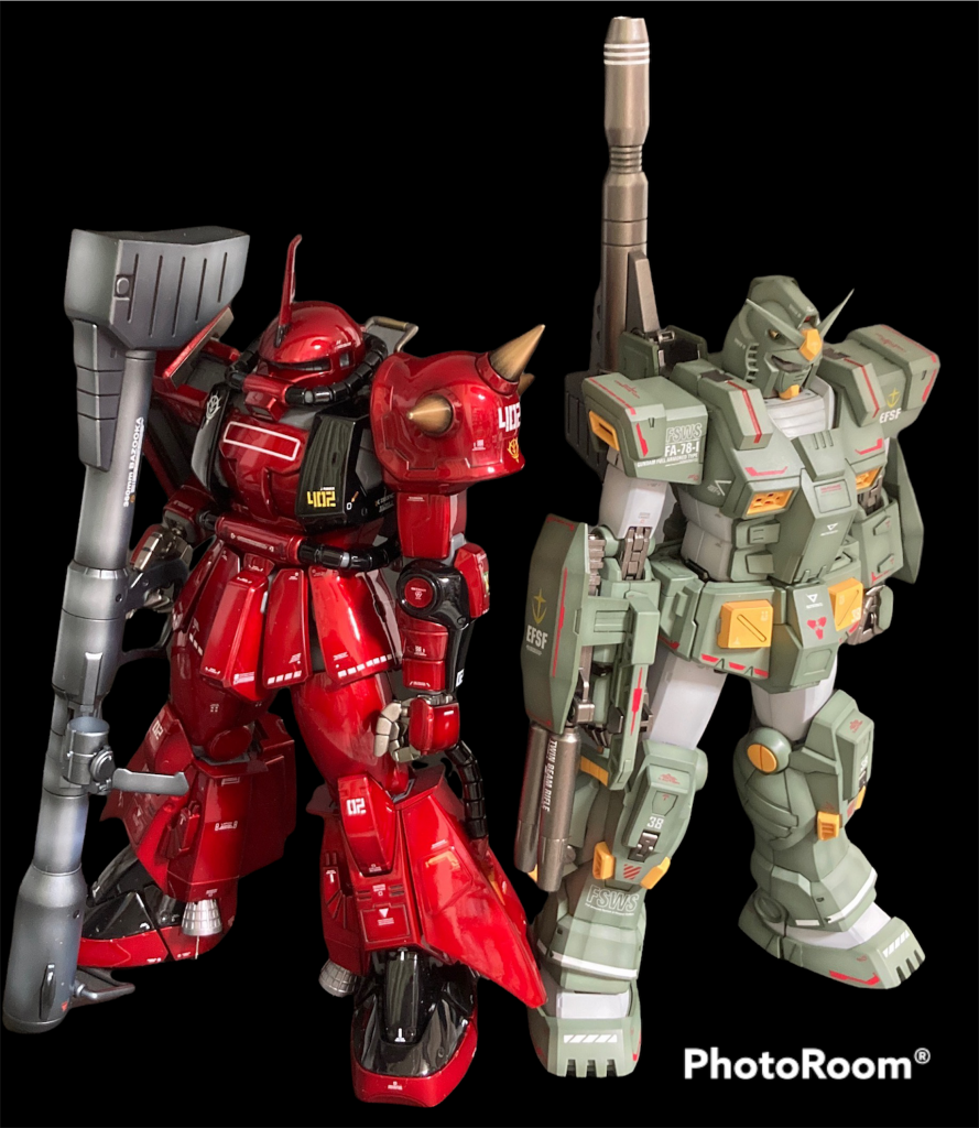 先に作ったMGジョニーライデン専用高機動型ザクⅡと並べて