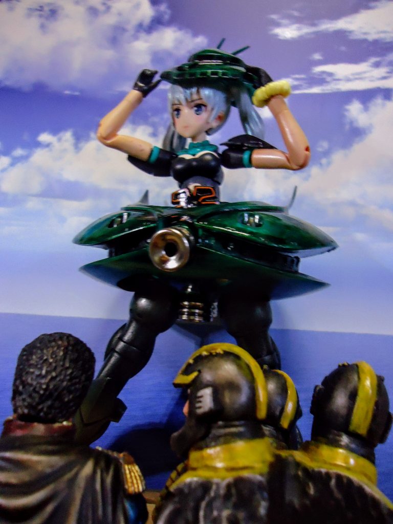 一同「おおっ巨大で圧倒的な威圧感！」ガイア「流石！ドズル・ザビ中将！現場叩き上げでなければ考えつきませんぜっ！」オルテガ「特に下からのアングルがたまらん！ウッホ！」マッシュ「お前は黙っていろっ！」ポカっ！※客観的に見ると通報レベル？のオッサンズでした（汗）