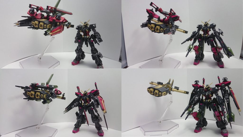 余剰パーツが出ずに各形態での装備できるように作りました各形態装備時にはそれぞれの武装を扱うこともできます