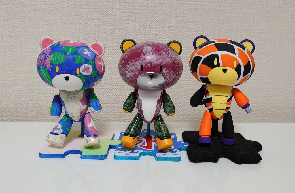 オリジナルカラーのフル塗装プチッガイを3体並べてみました。ロリプッチ(2020年)→夏暁(2021〜22年)→熊氷(2022年)と、作るごとに、ムラを出さない塗り方やあえてムラを出す方法なんかがちょっと分かってきた気がしています。ご覧くださりありがとうございました。
