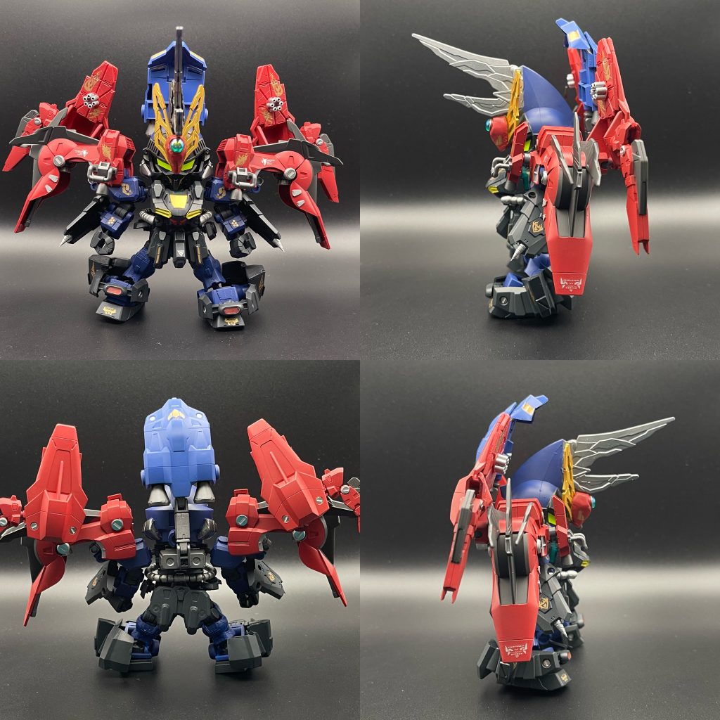 本体の4面ですこちらもSDCS横浜ガンダムをベースに旧HGのアスクレプオスをメインに使用しており、マスクコマンダー的なシルエットになるようにしています