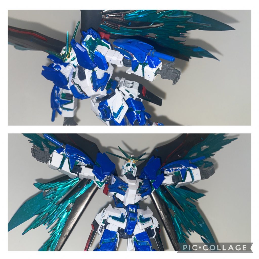 翼の展開時。機動力が上昇する。四枚羽は蝶をイメージした。とてつもないエネルギー量だ。