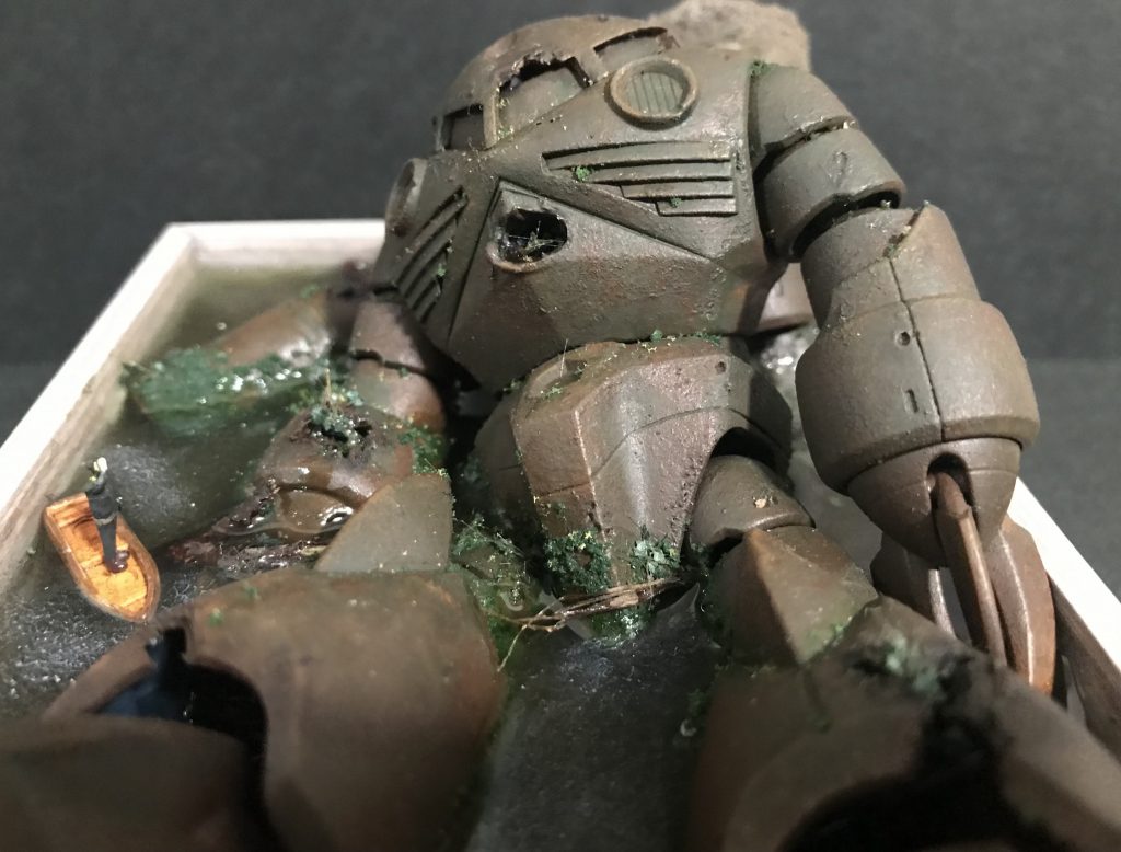 錆エイジング2色とウェザリングマスター(黒、スティンブラウン、緑)を塗り重ねてで全体をウォッシング