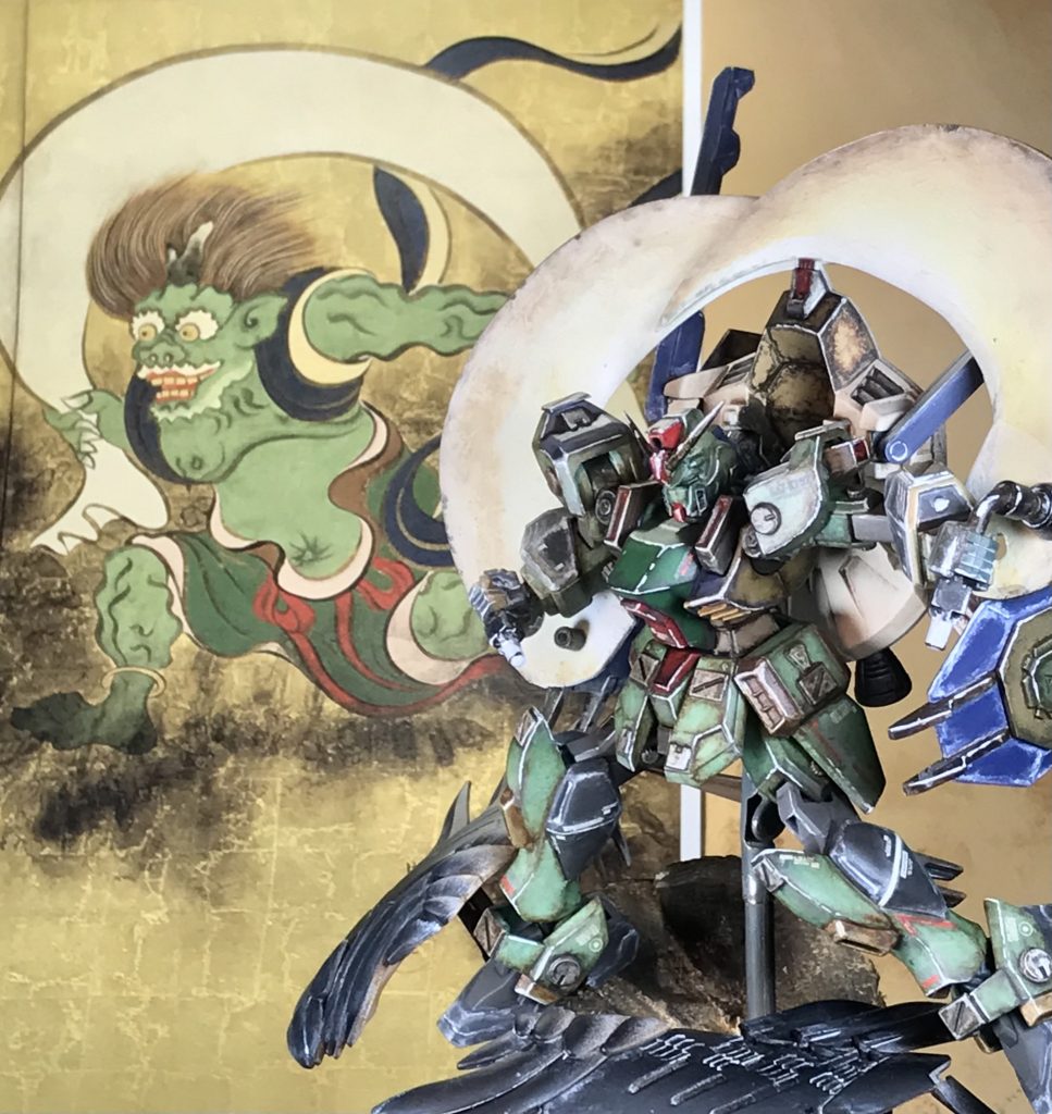 元絵と並べてあまり膝を同じ様に曲げるとハッスルしているみたいになるのでMSらしい角度で抑えました。