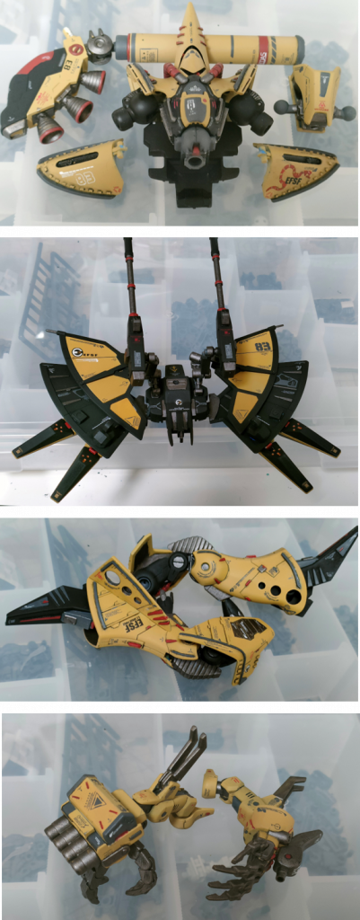 各パーツパイロットが着ていたとされる軍服に合わせてイエロー主体で塗装。左肩にある拙い赤のうにゃうにゃは一応ウミヘビ(手書き)です💦