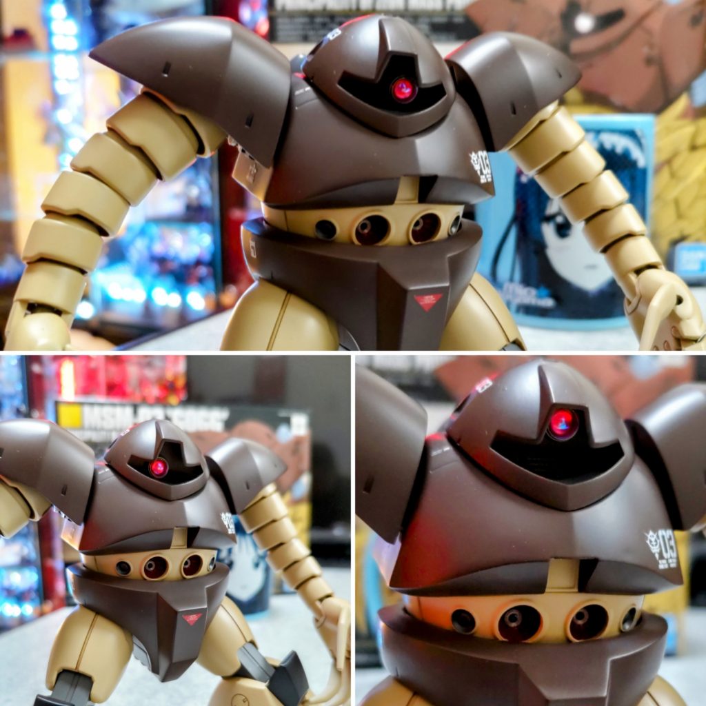 モノアイはメタルパーツとVCドーム。ネオジム磁石接続なので、ある程度は移動させれます。