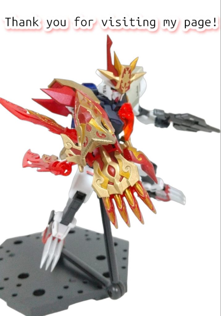 複数キットを用いた初の製作(ミキシング?とは恐れ多い…)で、接続部(脱着可)の構造やカラーリング等、自身の技量(&財布w)と相談しながらドキドキの連続でした。ただ超々楽しかったので、またいつか…コアガンダム遊び(妄想披露w)したいと思います。最後までお付き合い頂きました方、ありがとうございました。