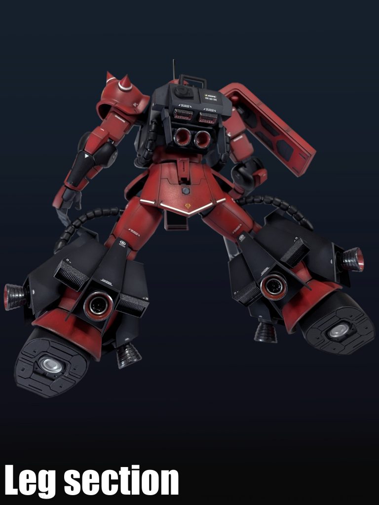 「R-2型」に酷似したフレア・アーマー装備型脚部ブースターは、 同様に脚部自体を巨大なベクタードスラスターとして使用し、 大推力を活かした一撃離脱戦法を得意とする。「S型」は脚部の構造体をナロー化し無理やり規格を合わせていたが、脚部の大型化によって構造体の一部を露出する事が可能となり、整備性が¨多少¨向上したとされる。(それでも整備性は劣悪であったが...)