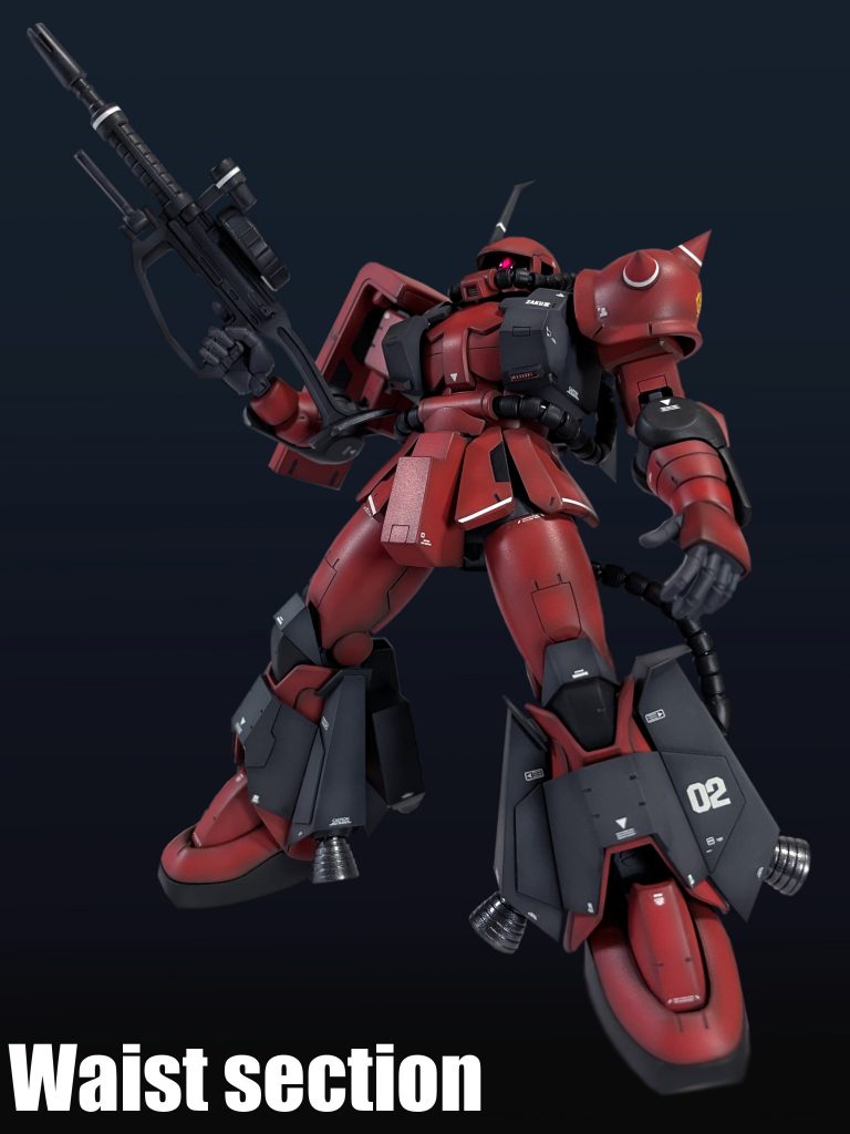 推進器の増加、高出力化に伴って、 腰部インテグラルタンクは大型化され、 有効時間の延長を図っている。対弾性向上のためにフロントスカートを「MS-06JC ザクⅡ(地上型)」と同型のものに交換されている。