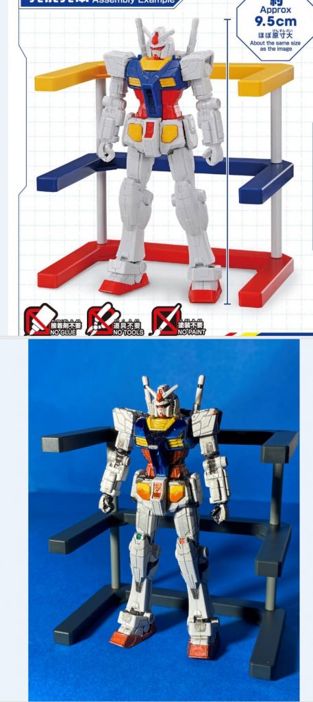 素組と塗装での比較。格納庫は元の色のままだとハッピーセット感があったため自分好みに塗装させてもらいました。