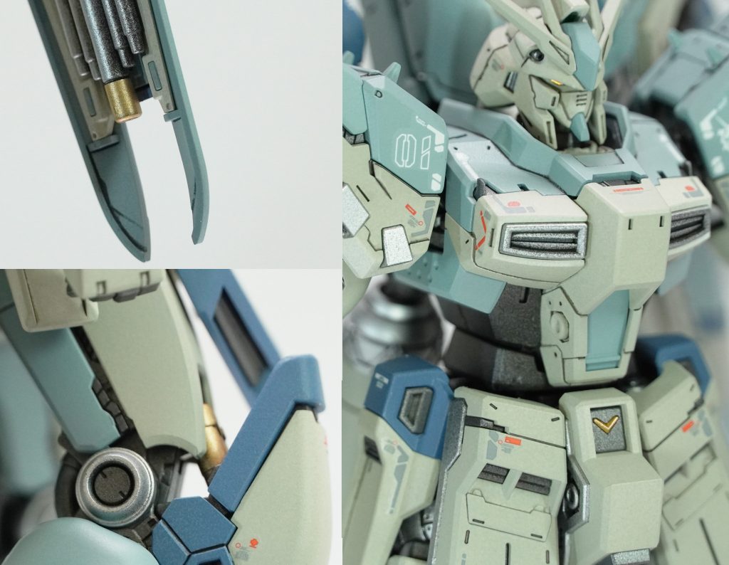 オリジナルはゴールドが多い配色でしたが、細かい部分のみアクセントとして使いました。　またデカールの赤は迷彩としては変ですが、こちらもアクセントとしてよい働きをしてくれました。