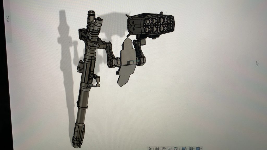 モデリングした各パーツをアッセンブリし、全体のバランスを確認しています。