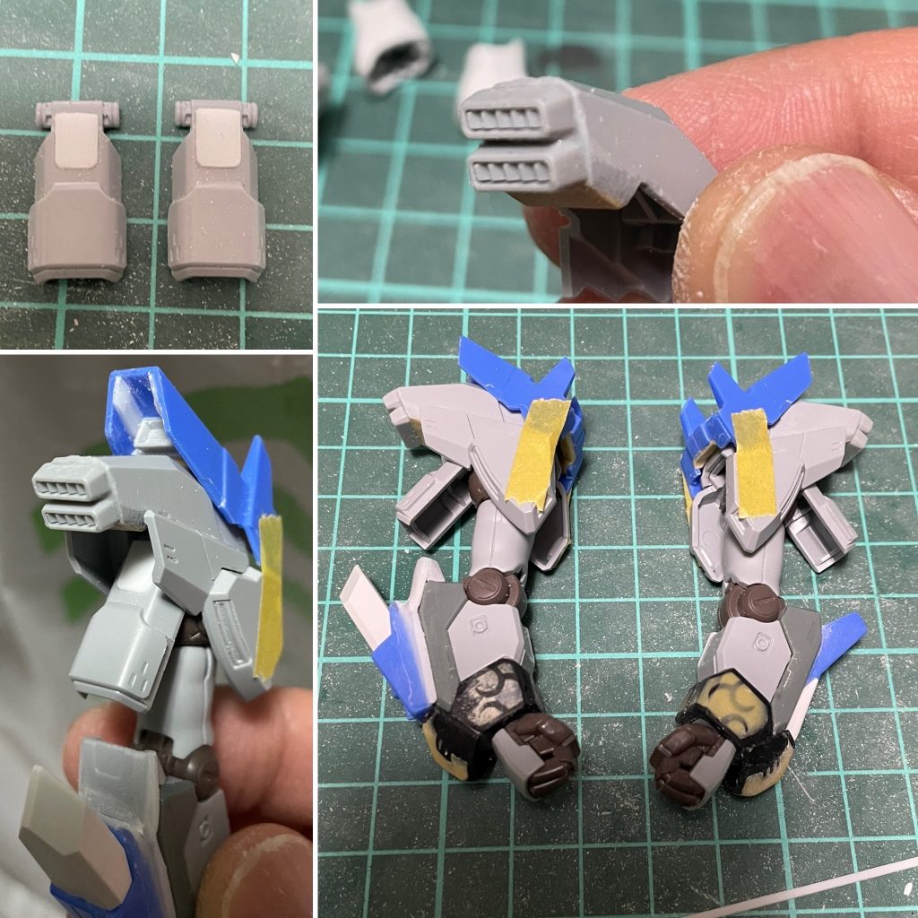 腕の構成。ほぼシナンジュスタインw肩上と前腕にHi-νブレイヴのパーツを移植し、袖のエングレービングをパテ盛りして消した程度・・・に見えますが、前腕の移植が結構苦労した・・・。