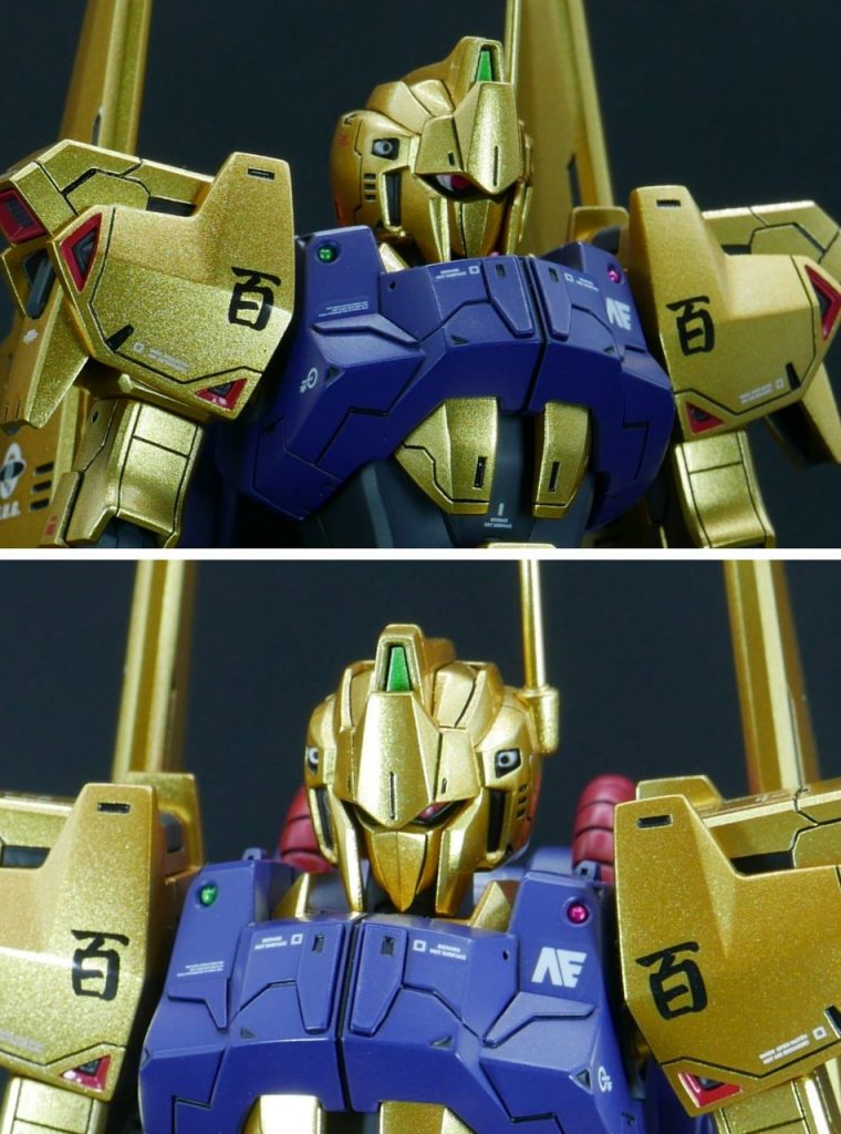 塗装でデュアルアイを再現しています。角度によって見えたり見えなかったり。