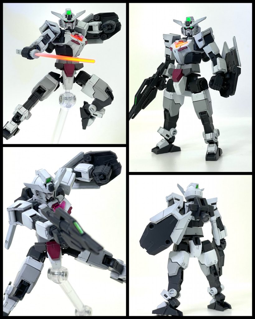 とりあえず、まずはコアガンダムです。ガンダムベース限定商品のロービジビリティVer. を使用し、オリジナルのカラーリングで仕上げました。センサー部やクリアパーツがブラックライトで光ります✨メイン画像でネタは割れてるのでさっそく呼びましょう♪「ユニコーーーン！！！」