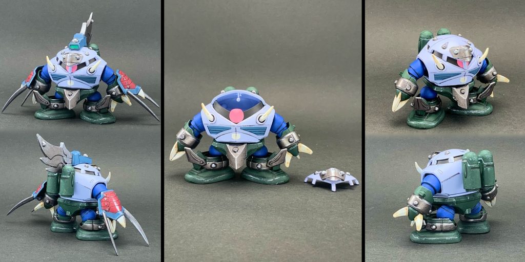 ●ズゴック各面額パーツを取り外してモノアイシール位置を自由に変更できるよ!