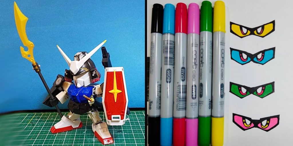 ●形成完了後と目のシール目のシールは手描きしたものを縮小コピーして、木工用ボンドで貼り付けています。