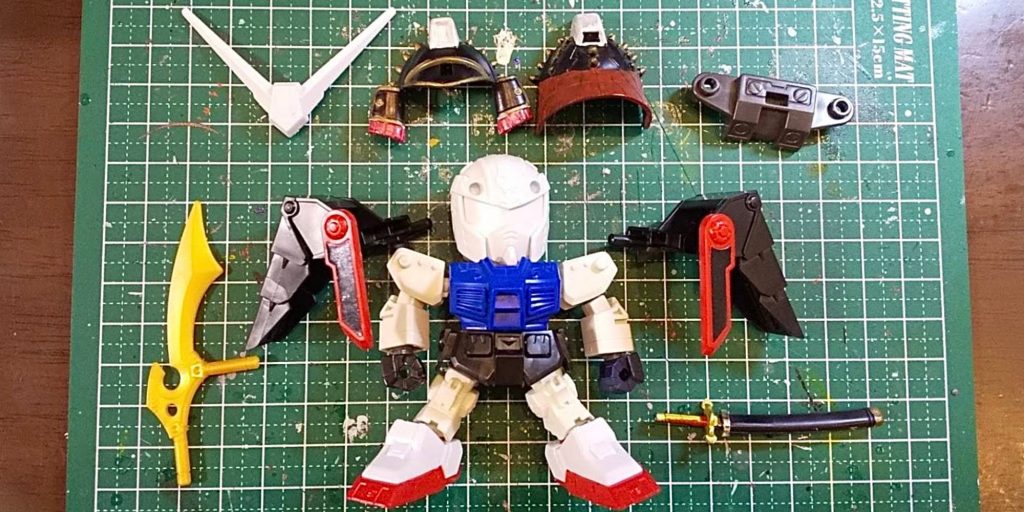 ●初期構想三国伝フレームベースですが、腰と肩鎧のみ烈火武者頑駄無です。兜は将頑駄無より。