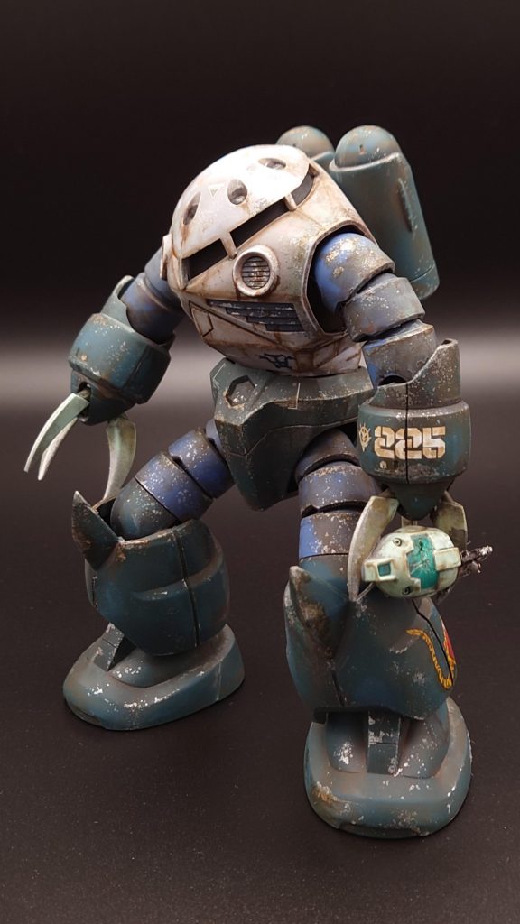 当時、HGズゴックが手に入らず、フリマアプリで組み立て済みのズゴックを購入し、ウェザリングやデカール、ガンダムマーカーで塗装を加えました。