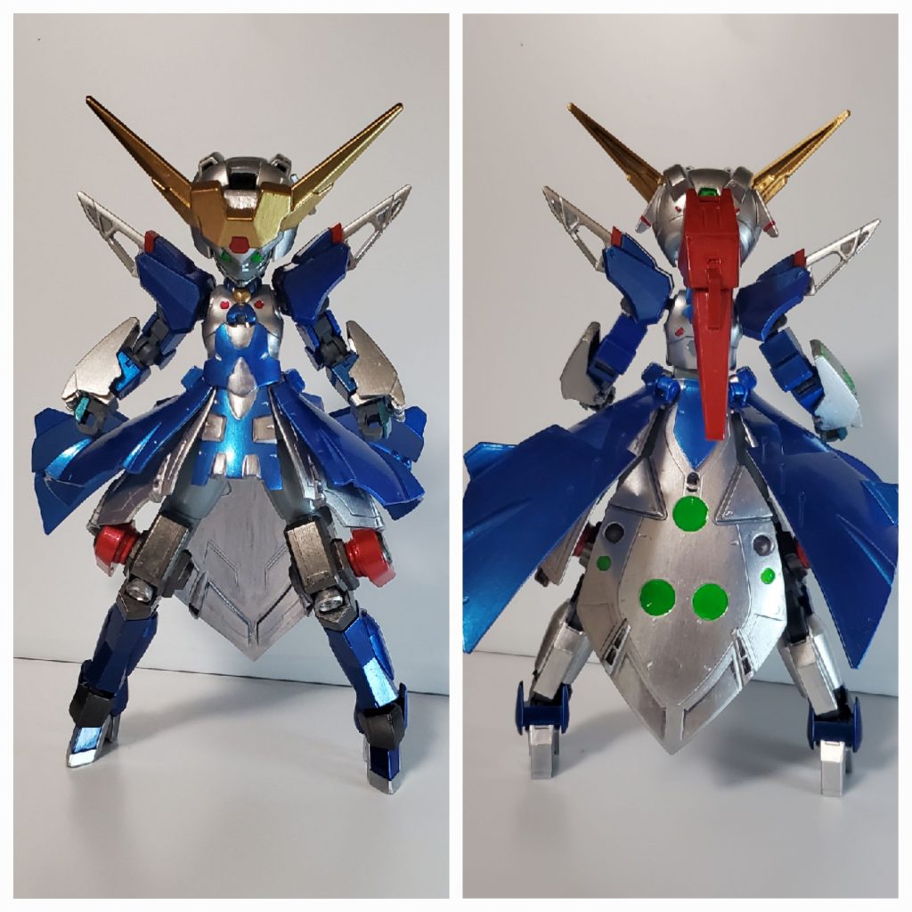 「勇者」の模造品として作成された自立型の機械人形。人々を守る事が自身の使命であり、存在価値であるとし、そのために全力を尽くす。フロント・バックグレイズの手足とデスティニーの肩、後はジャンクからちょこっと。ポニーテールは可動します。