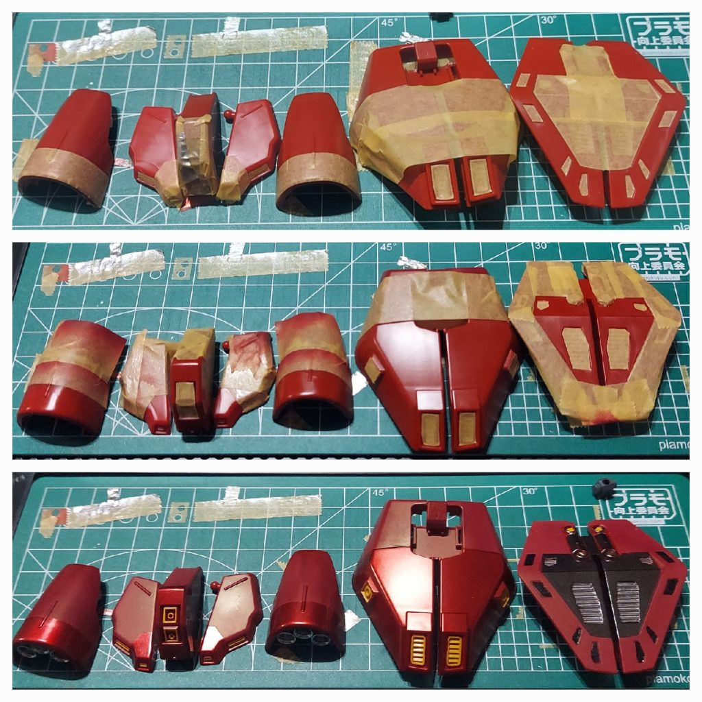 腰回りは、マスキングしながら色分け