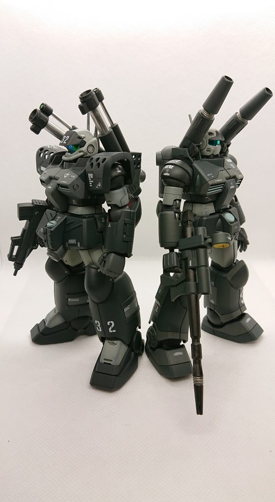 最後までご覧頂きありがとうございました。近所の模型店で運良く入手できました。系列機を一気に造るというのは初めてでした、双方の違いを比べながら作製するのもなかなか楽しくて、発売時期の違いからガンプラの進化を感じることもできました。