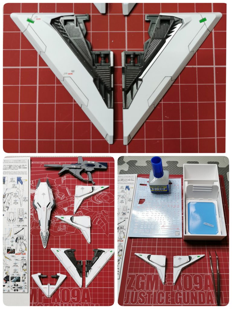 最終仕上げに閃光のハサウェイ水転写デカールを貼り、パーツにスミ入れ作業して、スーパースムースクリア塗装で完成させました。
