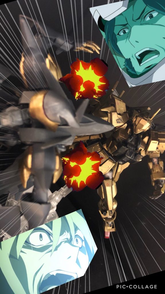 デシル「なにいいー！？俺の....腕をお！？」オブライト「やった..！隊長...！」デシル「くそ...！」ウルフ「野郎、味方を残して逃げやがった！」オブライト「隊長...！」ウルフ「よーし、奴らは追っ払ったし、艦に帰るぜ、オブライト。」オブライト「ハイ...。ですが自力ではムリなんで、お願いします。隊長。」ウルフ「あー、任せろ。艦に戻るまでに死ぬんじゃねえぞ。」オブライト「ええ...。隊長、やはり貴方は...。」ウルフ「なんだ？傷が開くぞ。もう喋るんじゃねえ。」オブライト「はい...。」ウルフ「帰るぜ。」オブライト「(やはり貴方は...最高の隊長ですよ...！)」ウルフ「じゃあ迎えに行くとするか、フリットの息子をな。」−移動要塞ダウネス−デシル「くそ...！この俺が、あんな屈辱を...！この機体が俺の能力についてこなかったせいだ..！やはり旧型など、役には立たん..。早く俺の機体を完成させろ....！そうすれば....ククク....！俺は....無敵だ...！」−そしてまた運命は動き出していく....。