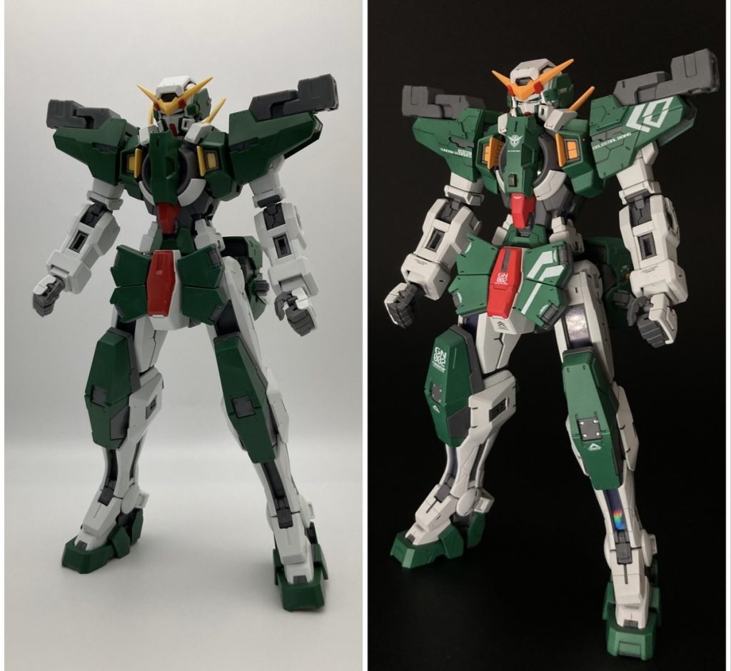 はじめに仮組みと完成後のビフォーアフターです。左側が仮組み、右側が完成後になります。