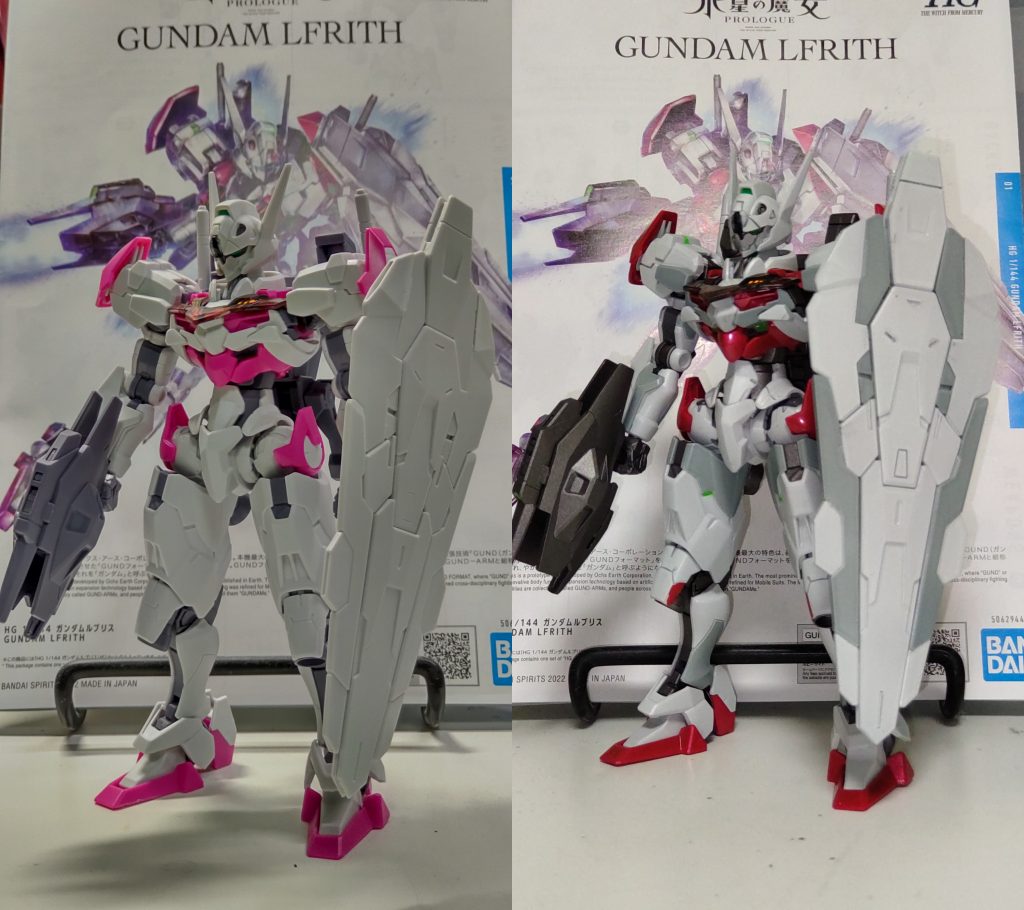 ぱっと見、ピンクとの差が分かりにくいのですが、素組と並べたらやっぱ色味違うなって安心(笑)