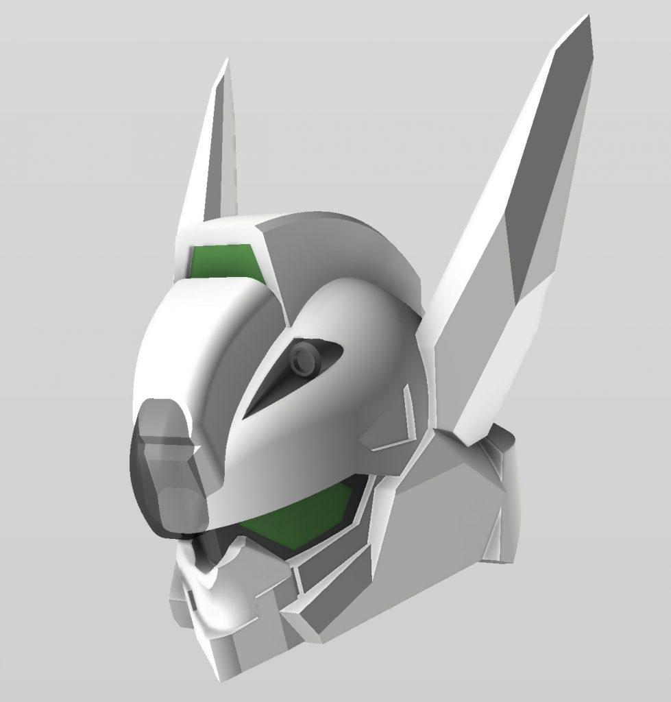 頭部3Dモデリングです。多少妥協したポイントもあるのですが、ルブリスの特徴は抑えられたと思います。