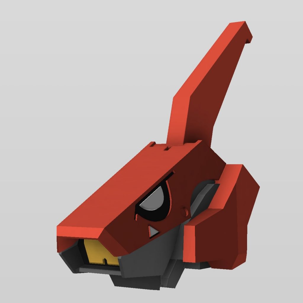 頭部3Dモデリングです直線的な造形だったのでサクサク作れました、目のディテールの色がおかしくなっていますが、塗装の時に修正しました。