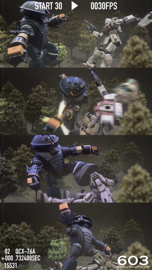 シールドを引っ剥がされて体制を崩す敵に、追い打ちの左ミョルニル！ 踏み倒して余裕の右腕次弾装填(上腕から前腕への装填の為肘を伸ばす必要アリ)