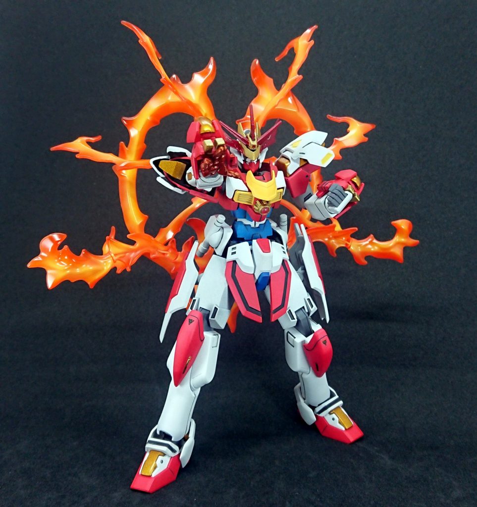 必殺技ブレイジングフィンガー。この機体を造った頃はまだ公式のブレイジングガンダムが存在せずこの機体名もブレイジングガンダムが候補の一つでした。その時の名残なので必殺技の名前もそのうち変えるかも。