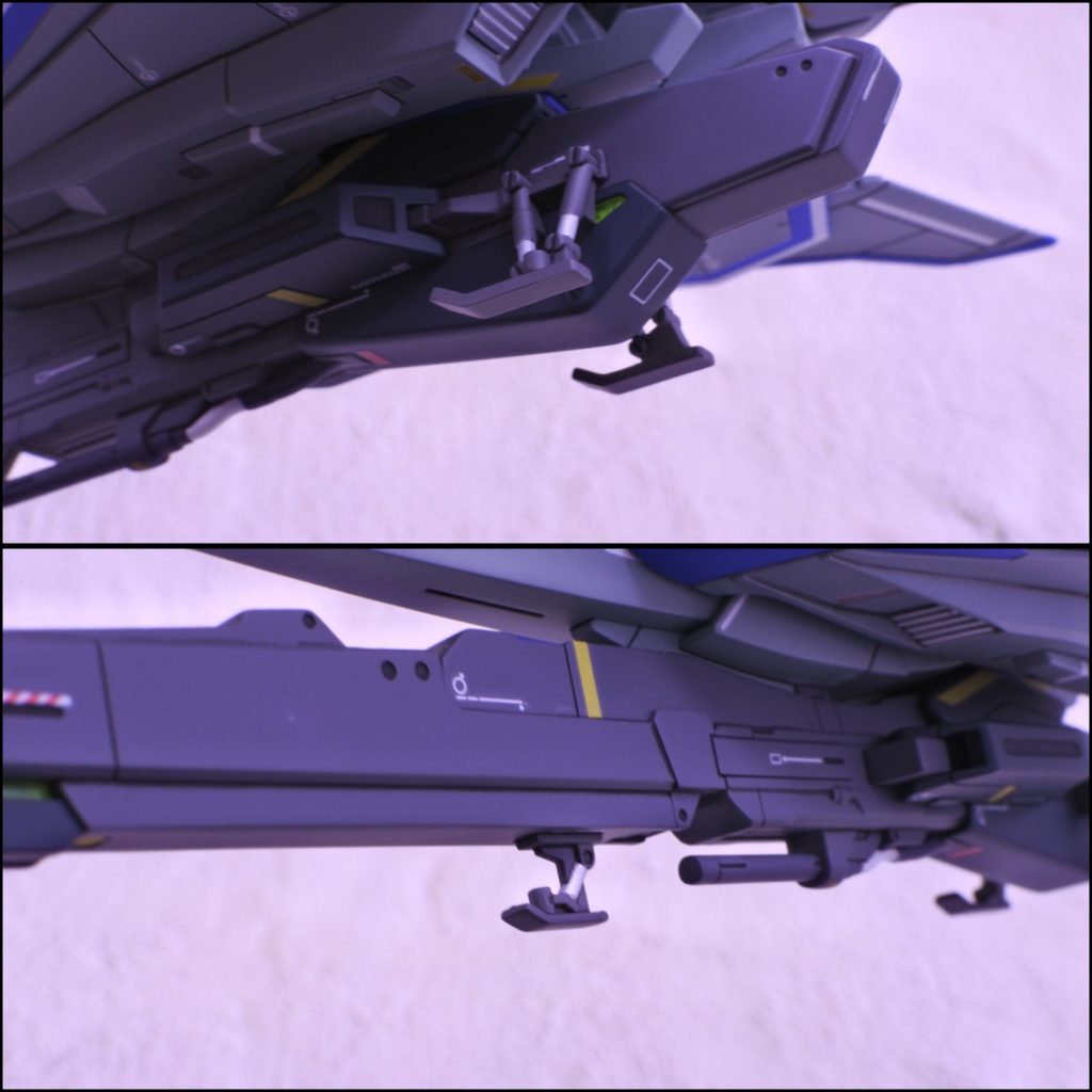 [頭部]・ゼータ系MSは小顔にすることで格段に見栄えが良くなるため、フェイスパーツのアゴ下ラインを削りこんで小顔化し、併せてクチバシもシャープ化・額前後のセンサーはクリアパーツ化し、クレオス蛍光グリーンで裏打ち・バルカンはピンバイスで開口し、HI-QパーツのEZガンマズルショート1.0mmでディテールアップ・左右インテークの内部はスジボリでスリット状のモールドを追加・アンテナは安全フラッグをカットし、先端にクレオス瞬間接着パテを盛り付け、数ミリ延長した上で削り込み、シャープ化[胸部]・背中側パーツの頭部背面にあたる部分はwaveモールドプレートでディテールアップ・左右ダクトの内部に0.5mmラインチゼルで溝を掘り、waveモールドプレートを同じ幅、長さにカットして取り付けディテールアップ・スジボリ追加[フライングアーマー]・合わせ目消し・waveモールドプレートでスラスターのディテールを追加し、空中機動性能強化試験のために改修された仕様を表現・左右の翼端灯はクリアパーツ化し、蛍光グリーン（右）と蛍光レッド（左）で裏打ち[ロングテール・スタビライザー]・スジボリ追加[腕部]・HGBC1/144ビルドハンズS平手を使用し、指の不自然な反り修正、手首稼働のオミット、スジボリ追加等の改修により左右の平手を作成（キット付属の手甲パーツを装着可）[腰部]・股間中央パーツ裏の肉抜きはwaveモールドプレートとクレオス瞬間接着パテで穴埋め・フロントスカート裏はwaveモールドプレートとプラ板でディテールアップ・各バーニアの噴射口はHI-Qパーツツインパイプシルバー1.5mm、2.0mmでディテールアップ・スジボリ追加[脚部]・太腿左右下端部の合わせ目消し・バーニアの噴射口はHI-Qパーツツインパイプシルバー2.0mmでディテールアップ・スジボリ追加[武器・シールド]・ビームライフル、ハイパー・メガ・ランチャー、シールド（機首部分）の合わせ目消し・ハイパー・メガ・ランチャーは、下面の奥まって処理が困難な合わせ目にwaveモールドプレートを貼り付けて処理し、伸縮部下面も同じくモールドプレートでディテールアップ・ビームライフルのセンサー２カ所はクリアパーツ化し、蛍光グリーンで裏打ち、さらに伸縮部分の左右各２カ所の台形凹モールドもクリアパーツでディテールアップし、こちらは蛍光イエローで裏打ち・ハイパー・メガ・ランチャーの銃口上部左右と銃床左右の凹モールドはクリアパーツでディテールアップし、蛍光イエローで裏打ち・ビームライフル、ハイパー・メガ・ランチャーの銃口はHI-QパーツEZガンマズルレギュラー2.0mmでディテールアップ（ビームサーベルの接続はオミット）・シールドにスジボリ追加 [カラー]・本体グレー　クレオスエアクラフトグレー・本体ブルー　クレオスキャラクターブルーをベースに調色・本体ホワイト（胸部ダクト、ロングテール・スタビライザー基部）　クレオスGXクールホワイト・関節グレー　クレオスグレイッシュパープル・武器グレー　クレオスガンダムカラーMSグレー（ジオン系）・腕部グレネード弾頭　クレオスオレンジ・ツインアイ、各種センサー　クレオス蛍光グリーン・シリンダー、バーニア、スラスター　ガイアスターブライトシルバー※バーニアとスラスターは下地にクレオスブラックを使用・墨入れ　タミヤスミ入れ塗料ブラック　タミヤエナメルブラック　タミヤエナメルフラットブラック・本体トップコート　クレオススーパースムースクリアつや消し・ツインアイトップコート　クレオススーパークリア3・サーフェイサー　クレオスフィニシングサーフェイサー1500グレー[デカール]・機体のアクセントカラーとして、サンコーマーク工業のラインデカール（ホワイト、イエロー）を使用・その他コーションマーク等はガンダムデカール、汎用デカール(ベルテクス)を使用