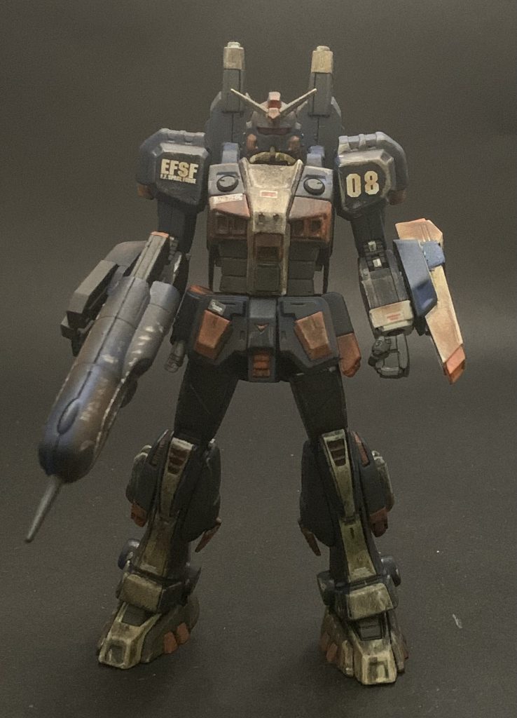 水中型ガンダム完成しました。塗り分けの複雑さから、海の中で海藻や少し赤錆がついた表現を意識してみました。なかなか難しい感じでした