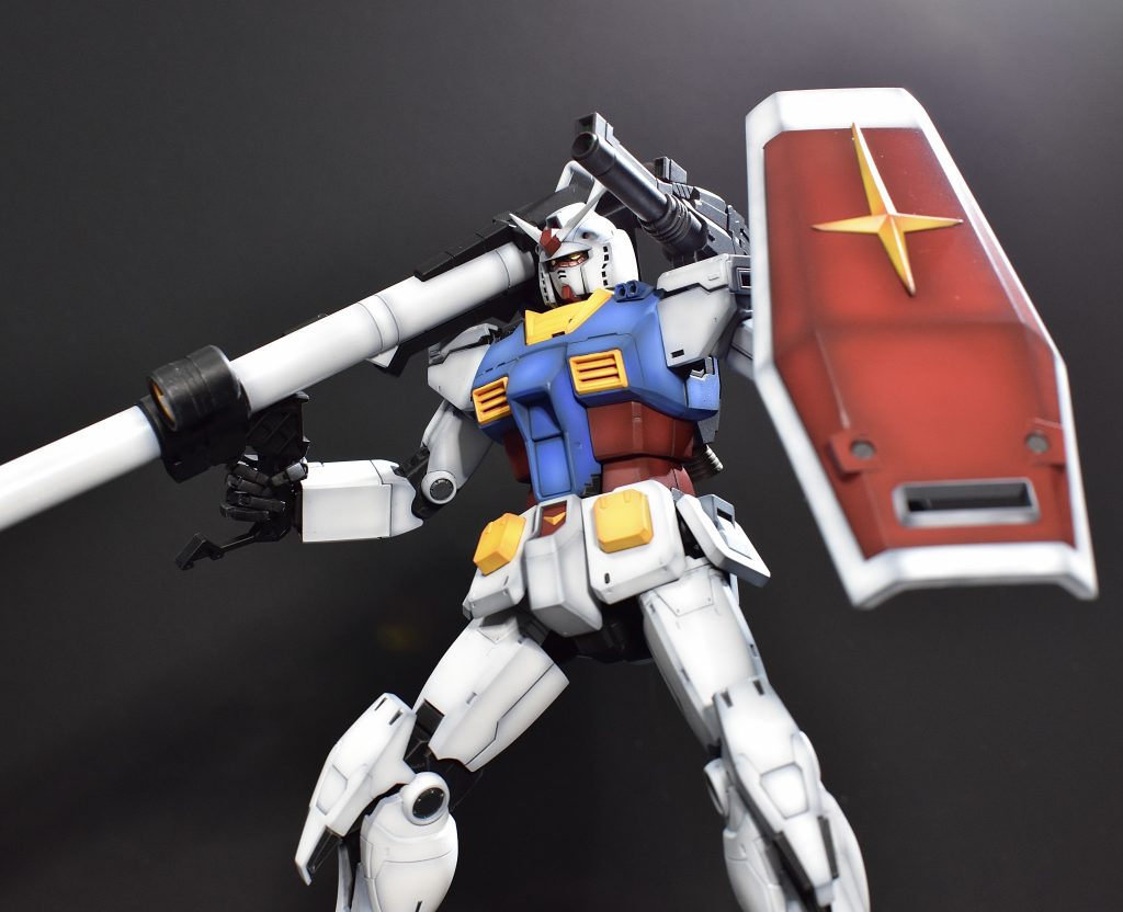 HGUC箱絵風。あれ重心後ろになってるからプラモじゃ無理だな、、これが限界