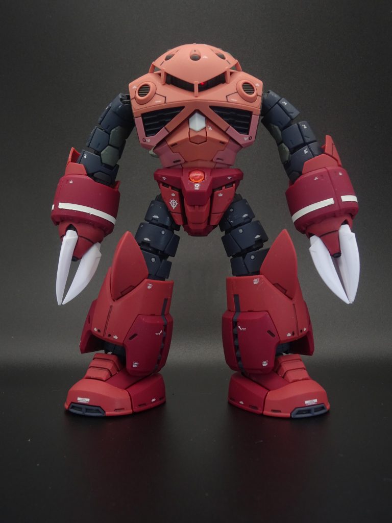 正面。腕の白いラインはマスキングで塗りました。今回マスキング2回目ですが、前よりは上手くいったかと…まぁよく見たら境い目ガタガタですが…😅ちなみにアクリジョン・ベースカラーホワイトを筆塗り。