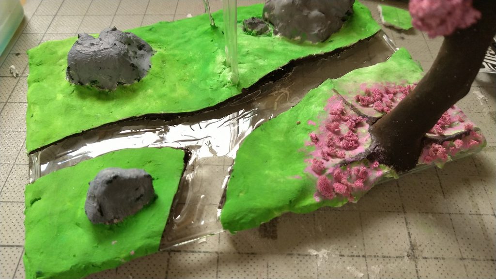 レジンで川を製作しました。