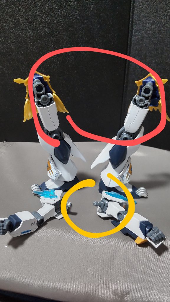 EGのνガンダムは互換性が無かったので、SD汎用パーツを付けたり、ジョイント部分を削ったりして付けれるようにしました。