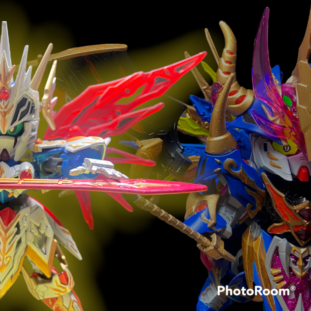 ひとつに融合する前のアレ!このショットをやってみたかったんです😂✨満足‼️最後まで見ていただきありがとうございました。ウォーロックイージスは2体買ってるので、マントの中の姿、手書きの目の部分… 等々の部分的な自己満足度アップを目指して、いつかリベンジ版を作りたいと思っています!が、次はSDダブルオークアンタを組んでいこうと燃えてます🎶